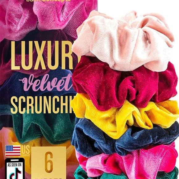 Velvet Scrunchies for Girls Thick and Thin Hair Fuzzy Women Hair Scrunchies 6pcs - Picture 1 of 2